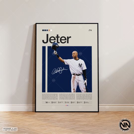 Derek Jeter Poster, New York Yankees Poster, Baseball Prints, Sports Poster, Baseball Player Gift, Baseball Wall Art, Sports Bedroom Posters