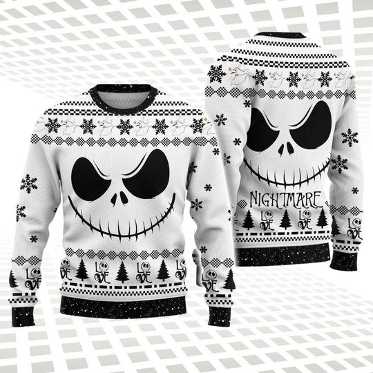 Discover Halloween Jack Skellington Ugly Sweater, Nightmare Before Christmas Shirt, Horror Movie Ugly Sweater, Halloween Shirt, Holiday Sweater