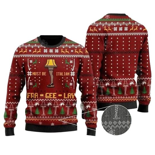 A Christmas Story Ugly Christmas Sweater For Men & Women Christmas Gift Sweater, 3D Ugly Thanksgiving Sweater Winter Holiday Crew Neck Shirt