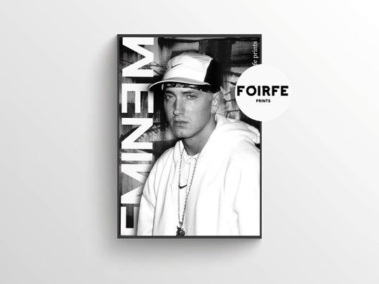Eminem Wall Art, Black and White Digital Print, Gift Ideas, Urban Home Decor, Music Wall Art