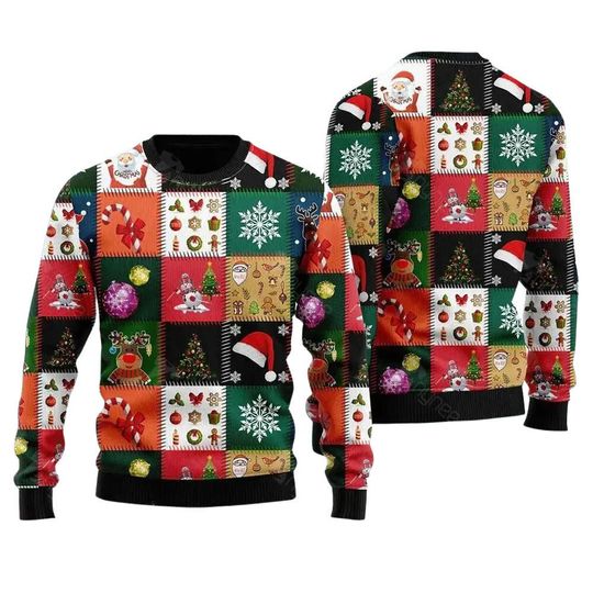 A Christmas Scene Ugly Christmas Sweater for Men & Women Christmas Gift Sweater, 3D Ugly Thanksgiving Sweater Winter Holiday Crew Neck Shirt