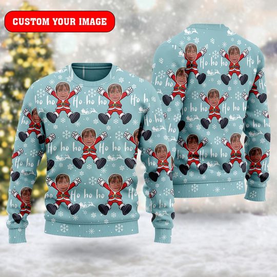 Personalized Ho Ho Ho 3D All Over Printed T-shirt, Funny Face Ugly Christmas Sweater, Xmas Sweatshirt, Christmas Gift For Men Women Kid