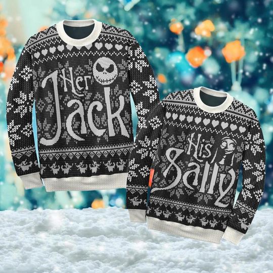 His And Her Nightmare Couple Ugly Christmas Sweater, Before Christmas Skeleton Halloween Xmas Sweatshirt, Christmas Gift For Men Women Kid