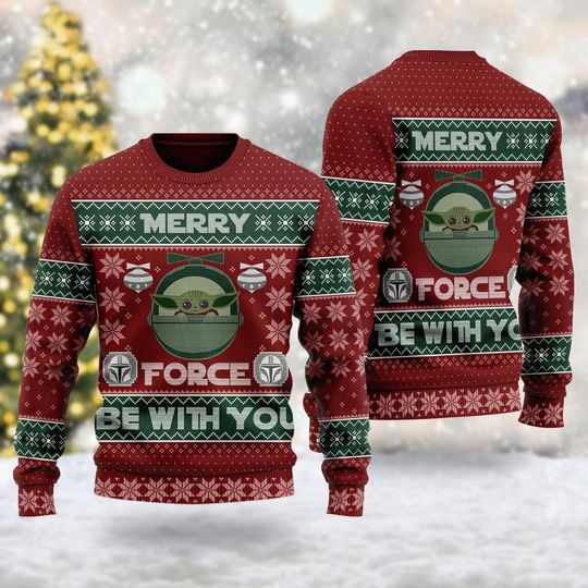 Discover Galaxy Green Baby 3D Ugly Sweater, Kidalorian Ugly Christmas Sweater, Xmas Sweatshirt, Christmas Gift For Men Women Kid, Star Hero Shirt