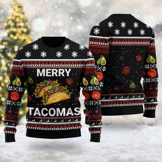 Discover Merry Tacomas 3D All Over Printed T-shirt, Taco Lovers Ugly Christmas Sweater, Xmas Sweatshirt, Christmas Gift For Men Women Kid