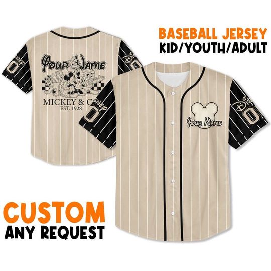 Discover Personalize Vintage Mickey Mouse & Co 1928 Jersey, Custom Kid Youth Adult Baseball Jersey