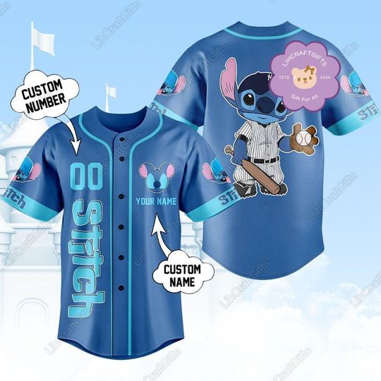 Discover Halloween Stitch Baseball Jersey, Disney Stitch Shirt, Disney Cartoon Jersey