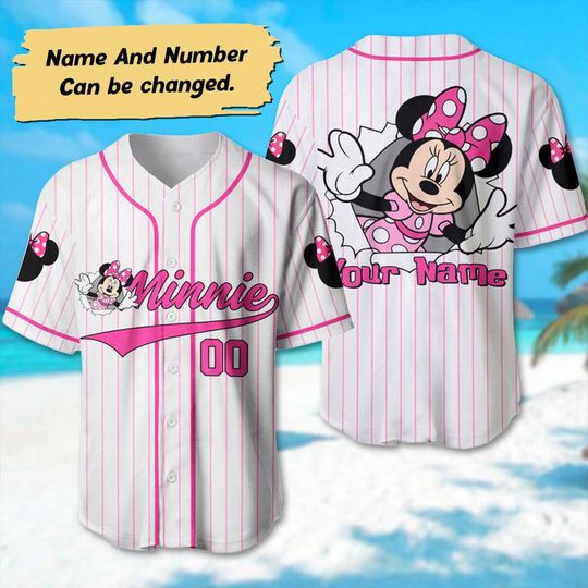 Discover Personalized Minnie Mouse Baseball Jersey, Cartoon Character Basketball Jersey