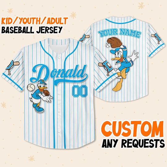 Discover Custom Disney Mickey and Friends Donald Blue Baseball, Disney Baseball Jersey Sports