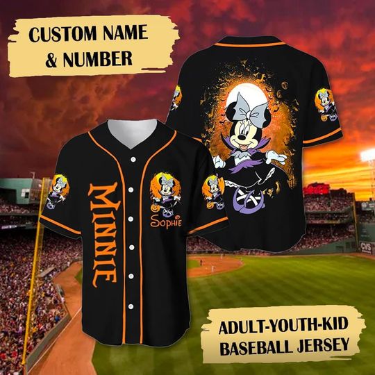Discover Custom Minnie Mouse Halloween Baseball Jersey, Minnie Mouse Costume Shirt