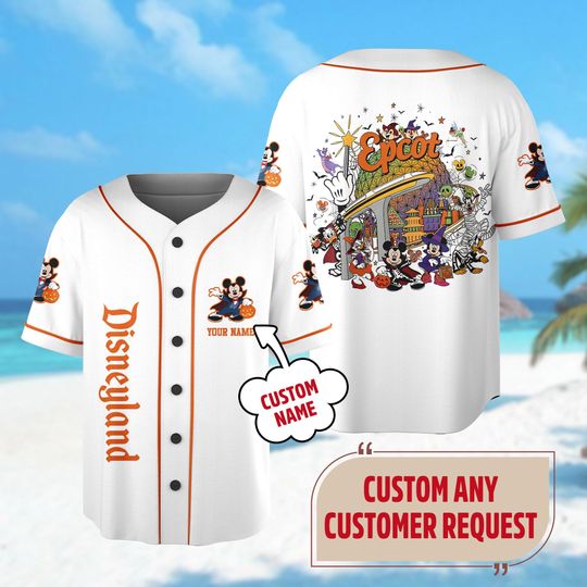 Discover Custom Epcot Halloween Baseball Jersey, Mickey and Friends Baseball Jersey Team