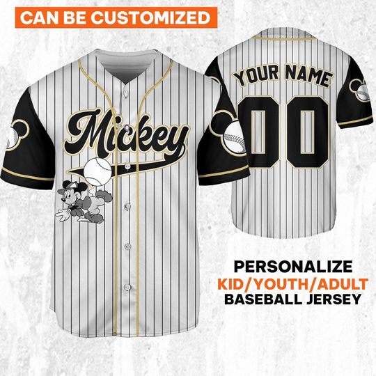 Discover Personalize Disney Mickey Baseball Black Jersey, Disney Baseball Jersey Sports