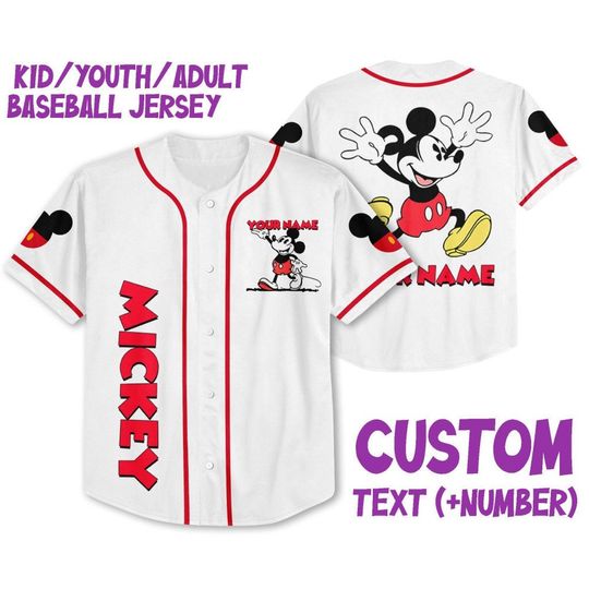 Discover Personalize Mickey Lucky Jersey, Disney Baseball Jersey Sports, Cute Disney Fan Gifts