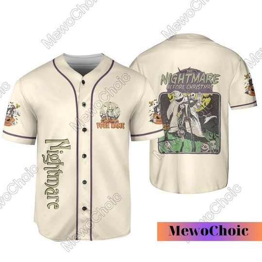 Halloween Jack Sally Baseball Jersey, Nightmare Jack Sally Oogie Boogie Shirt