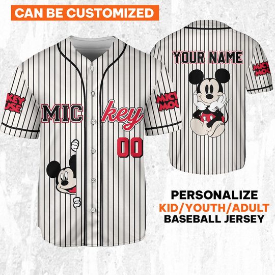 Discover Personalize Disney Vintage Mickey Striped Jersey, Disney Baseball Jersey Sports