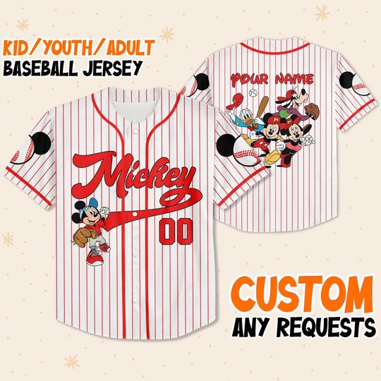 Discover Personalize Disney Mickey Mouse Friends Playing Baseball, Custom Name Disney