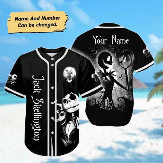Discover Personalized Halloween Baseball Jersey, Jack Skellington Baseball Shirt
