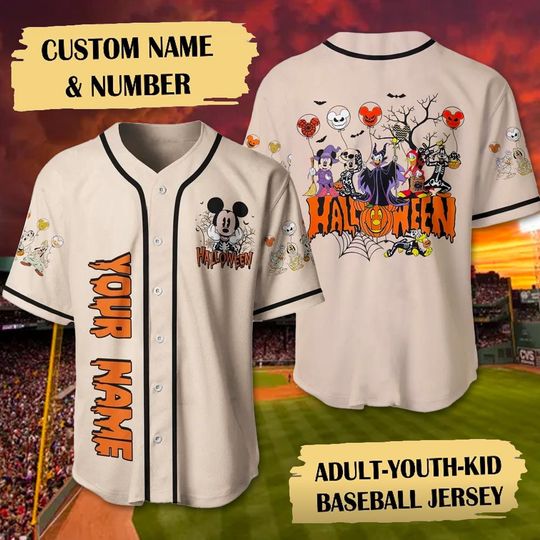 Discover Custom Mickey Mouse Halloween Baseball Jersey, Mickey And Friends Villain  Jersey Shirt