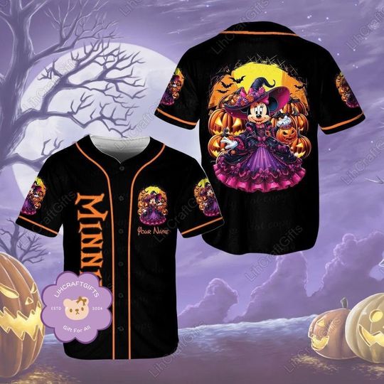 Discover Halloween Minnie Mouse Baseball Jersey, Disney Halloween  , Mickey Minnie Baseball Shirt