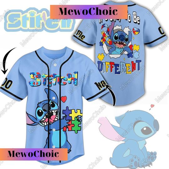 Discover Personalized Stitch Baseball Jersey, Baseball Stitch, Autism Support Tee, Mens Stitch