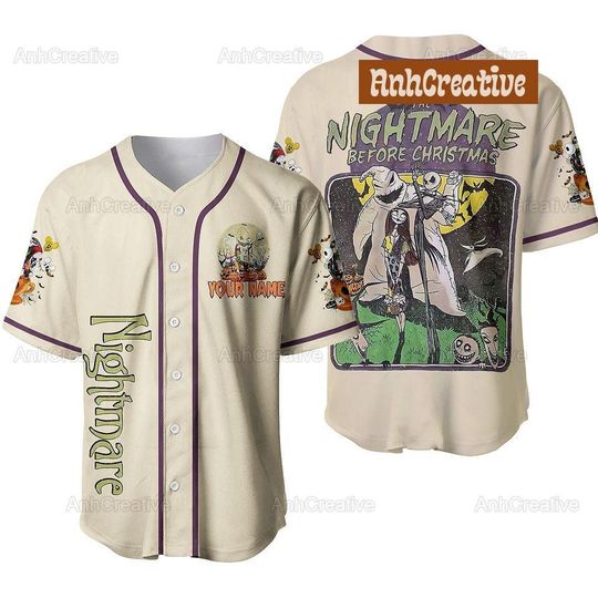 Nightmare Before Christmas Baseball Jersey, Jack And Sally Oogie Boogie Shirt