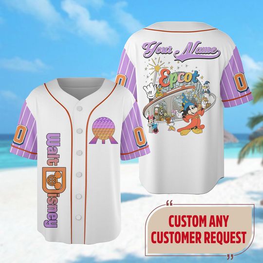 Discover Custom Epcot Baseball Jersey, Mickey and Friends Jersey Team, Cartoon Baseball Jersey