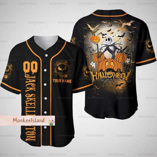 Jack Skellington Halloween Baseball Jersey, Nightmare Before Christmas