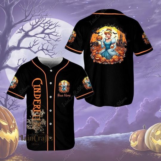 Discover Halloween Disney Cinde Baseball Jersey, Halloween Pumpkin Shirt, Cinde Princess