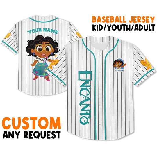 Discover Personalize Mirabel Madrigal Jersey Cyan White Jersey, Disney Baseball Jersey Sports
