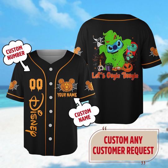 Discover Custom Stitch Halloween Baseball Jersey, Stitch Oogie Boogie Jersey