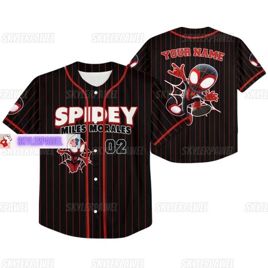Discover Personalized Spidey Miles Morales Baseball Jersey, Spiderman Baseball Jersey