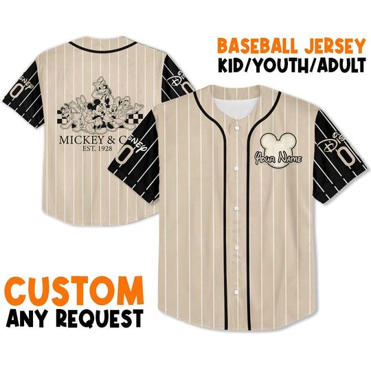 Discover Personalize Vintage Mickey & Co 1928 Jersey, Custom Kid Youth Adult Baseball Jersey