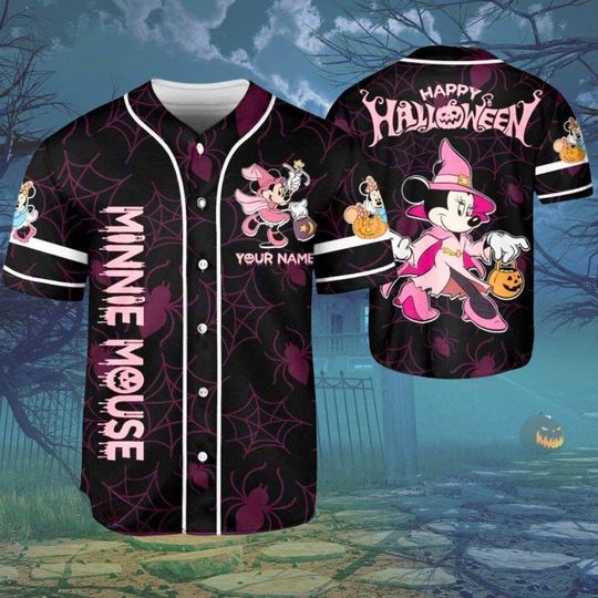 Discover Halloween Disney Minnie Baseball Jersey, Minnie Mouse Shirt, Cute Halloween Jersey Shirt