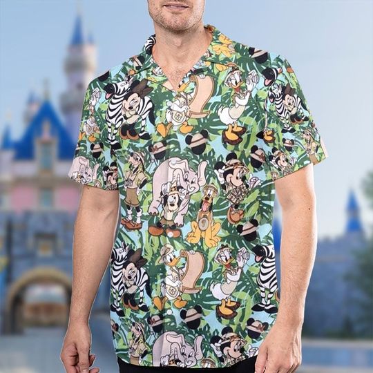 Discover Mickey And Friends Go To The Zoo Hawaii Shirt, Mickey Mouse Button Up Shirt