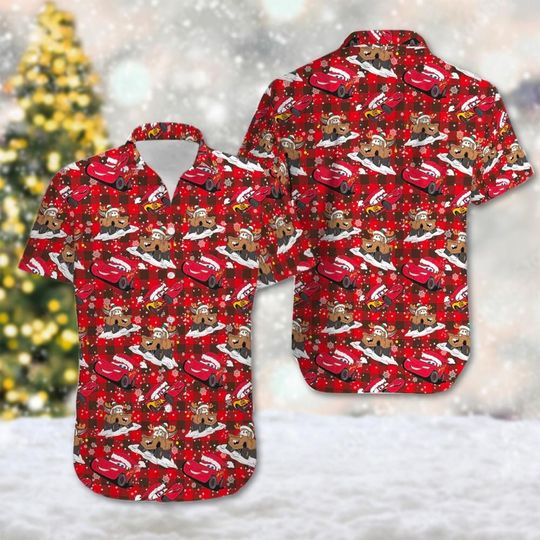 Discover Lightning McQueen Mater Christmas Hawaiian Shirt, Cars Christmas Holiday Hawaii Shirt