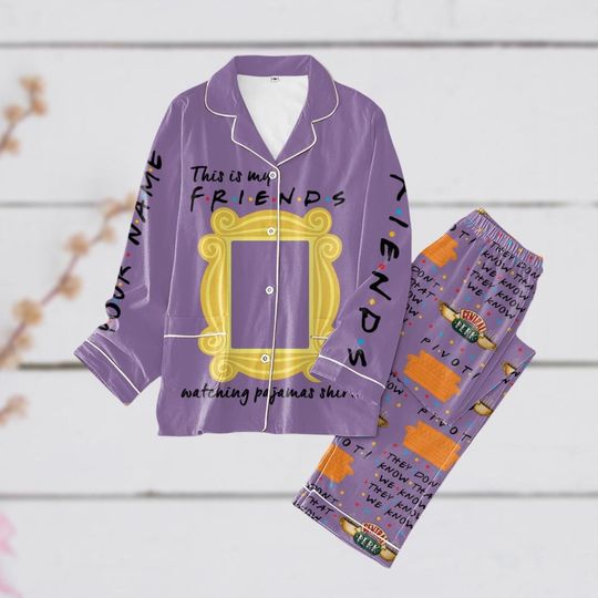 Custom Friends Pajamas Set, TV Show Holiday Pajamas, Central Perk Gift, Chandler Bing Friends, Gift For Bff, Pajamas For Party