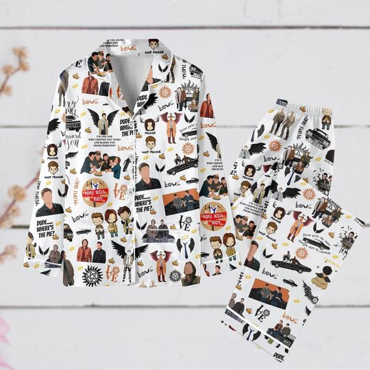 Discover Supernatural Pajamas Set, TV Series Pajamas, Winchester Brother, Sam And Dean Pjs, Supernatural Holiday Pajamas, Long Sleeve Pyjamas