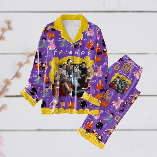 Friends TV Show Pajamas Set, Chandler Bing Friends Pjs, Friends Movie Holiday Pajamas, Gift For Bff, Pajamas For Party, Womens Pajamas