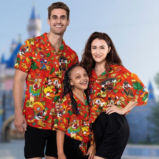 Discover Mickey Mouse Mexican Hawaii Shirt, Minnie Musical Button Up Shirt Holiday