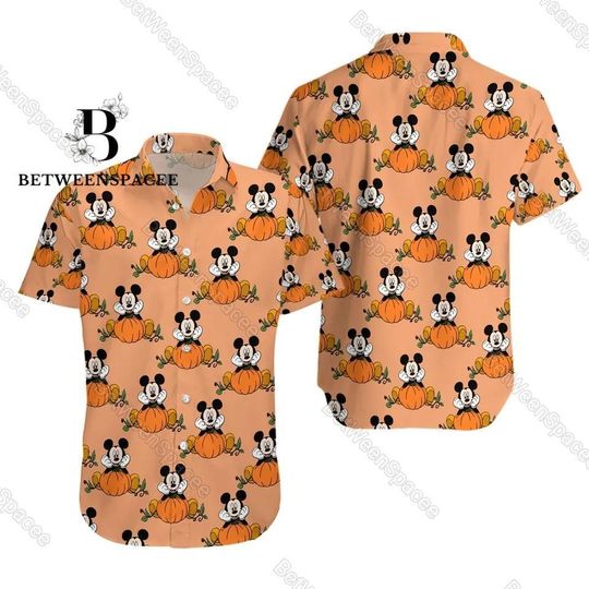 Discover Mickey Pumpkin Halloween Hawaiian Shirt, Disney Halloween Button Down Shirt