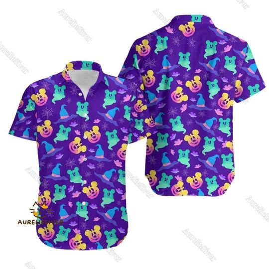 Discover Disney Mickey Halloween Button Shirt, Mickey Mouse Boo Hawaiian Shirt