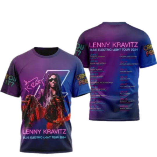 Lenny Kravitz Blue Electric Light Tour 2024 Fan 3D Shirts