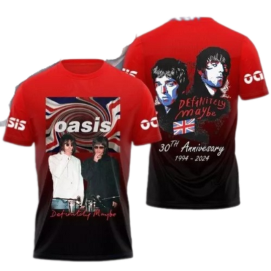 Discover Oasis Band Definitely Maybe 30th Anniversary 1994-2024 T-Shirt