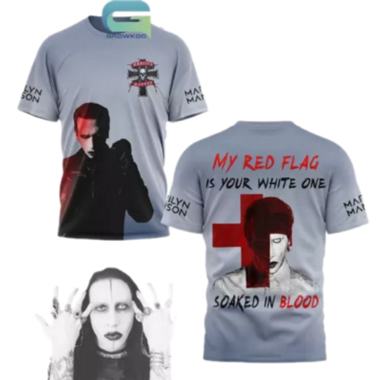 Marilyn Manson My Red Flag Is Your White One In Blood T-Shirt