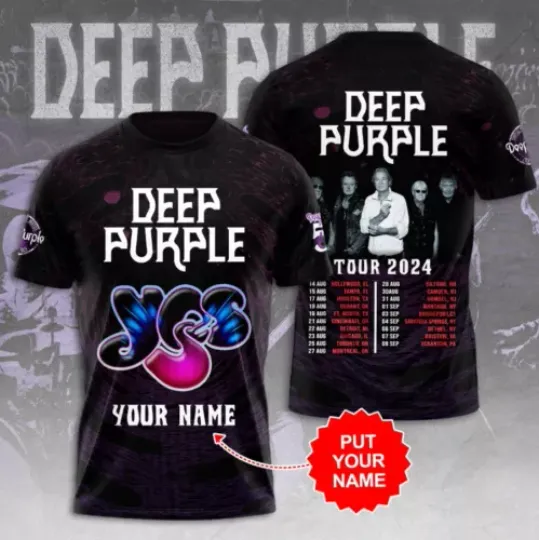 Personalized Deep Purple 3D T-Shirt Rock Music For Men And Women Short Sleeve 3D