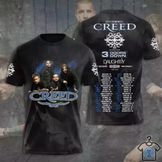 Discover Creed 2024 Tour Summer of ’99 Tour 3D T Shirt, Creed Band Shirt For Men Women