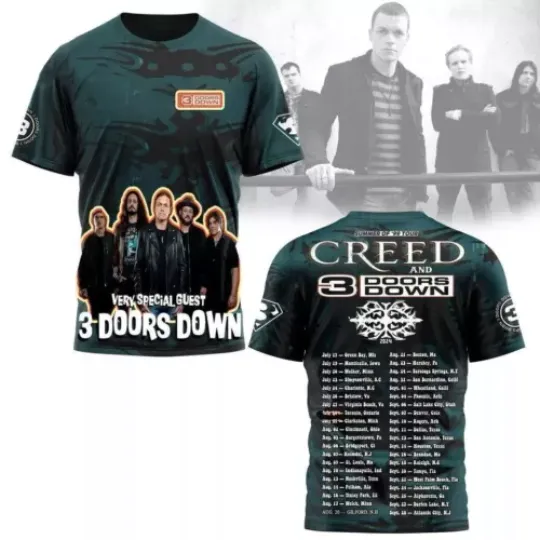 Discover Creed Band 2024 Tour Summer of 99 Tour 3D Shirt, Creed 2024 Concert Shirt