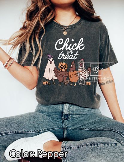 Discover Halloween Chick or Treat Chicken T-Shirt, Halloween Chicken Sweatshirt, Ghost Chicken Shirt, Chicken Lovers Shirt, Comfort Colors Shirt