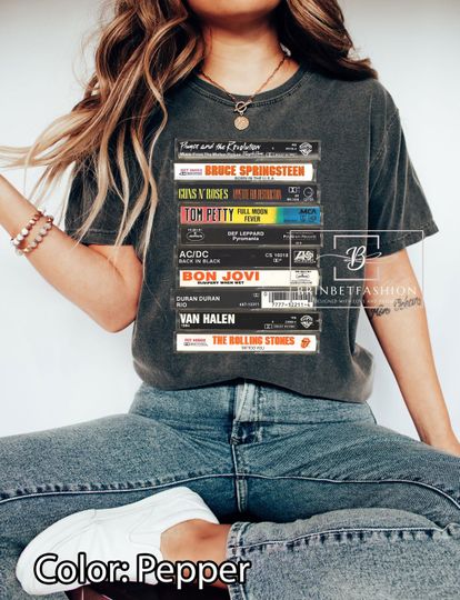 Vintage 80s Rock Cassette Tape T-Shirt, Mix Tape Shirt, Music Cassette Tape Shirt, 80s Music Shirt, Comfort Colors Shirt, Oversize Tee