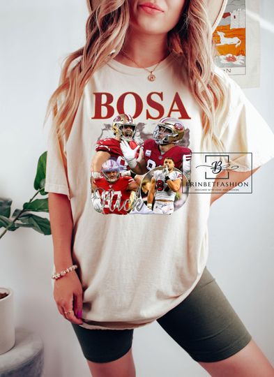 Nick Bosa Vintage Washed T-Shirt, Defensive End Homage Graphic Unisex Shirt, Bootleg Retro 90's Fans Gift, Comfort Colors Shirt, Oversize